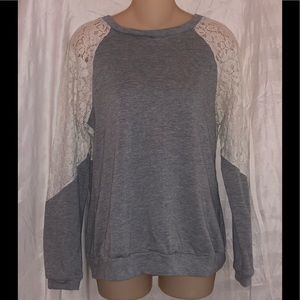 Forever 21 Gray Long Sleeve Top w/ Lace Back